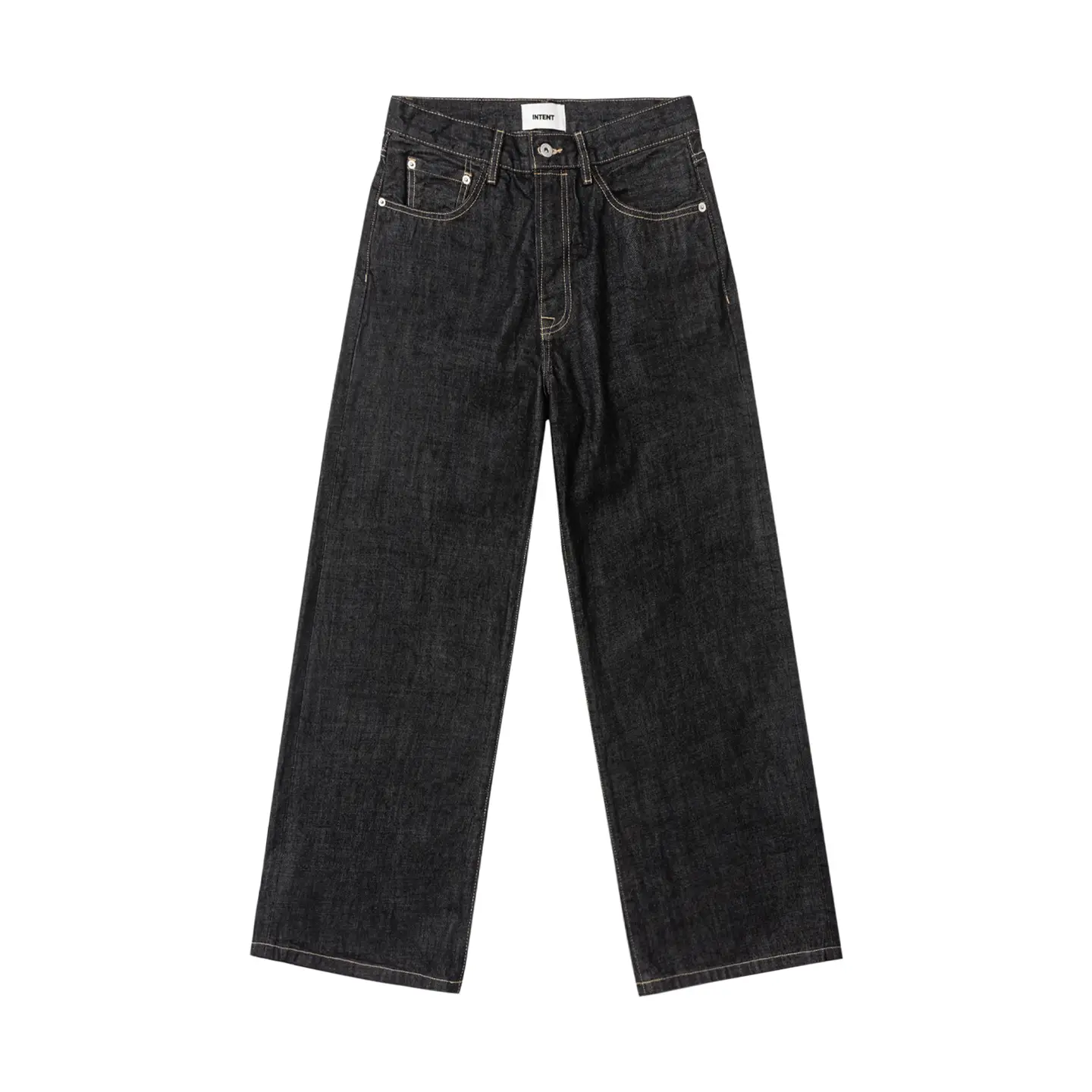 Intent Japan Okayama Black 15.2 oz Retro Skinned Raw Cow Loose Straight-leg Type a Denim pants