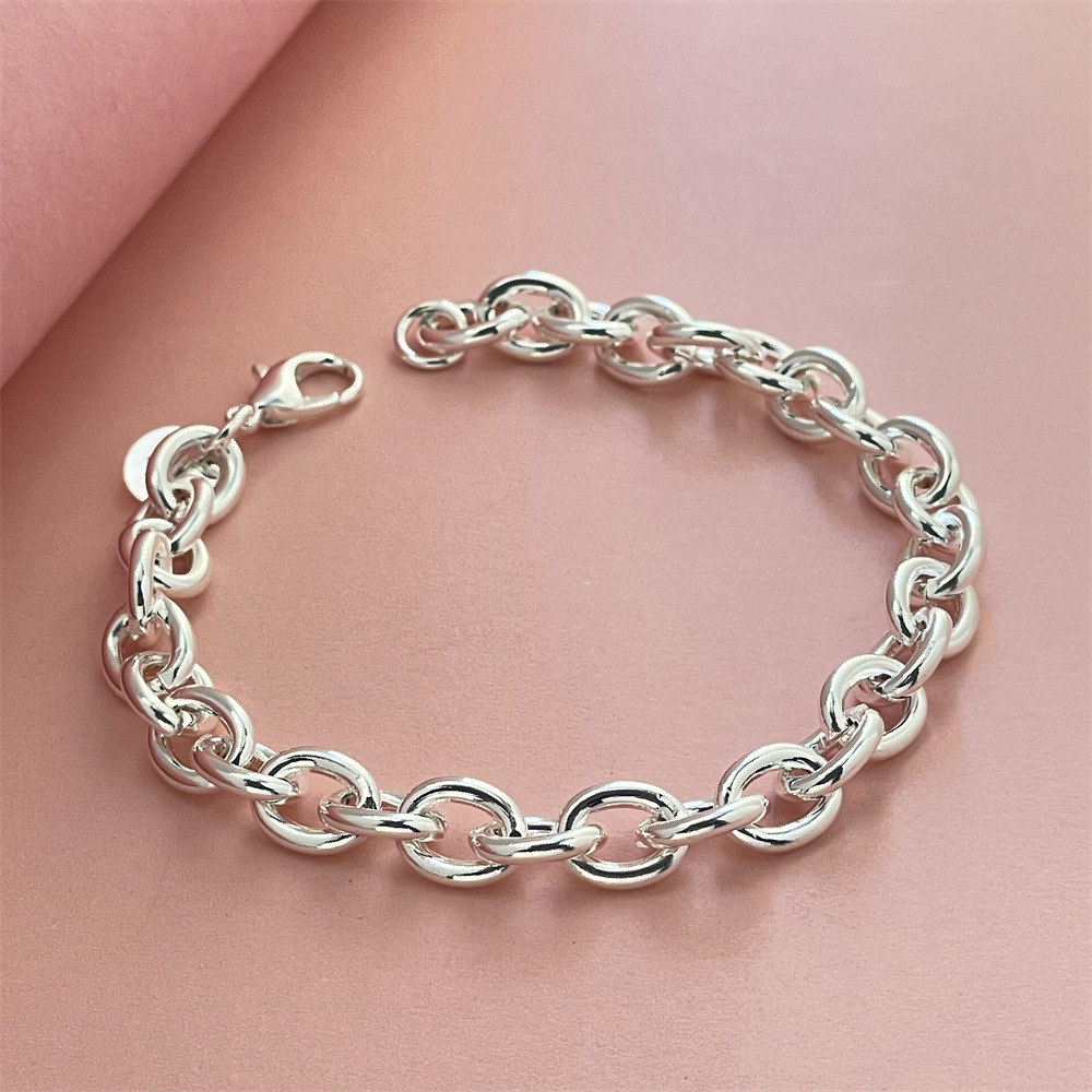 Foreign Trade Jewelry Silver-Plated Scary Buckle Bracelet Xiaohongshu Douyin Popular Internet Celebrity Bracelet Spot Wholesale Suitable for Men and Women