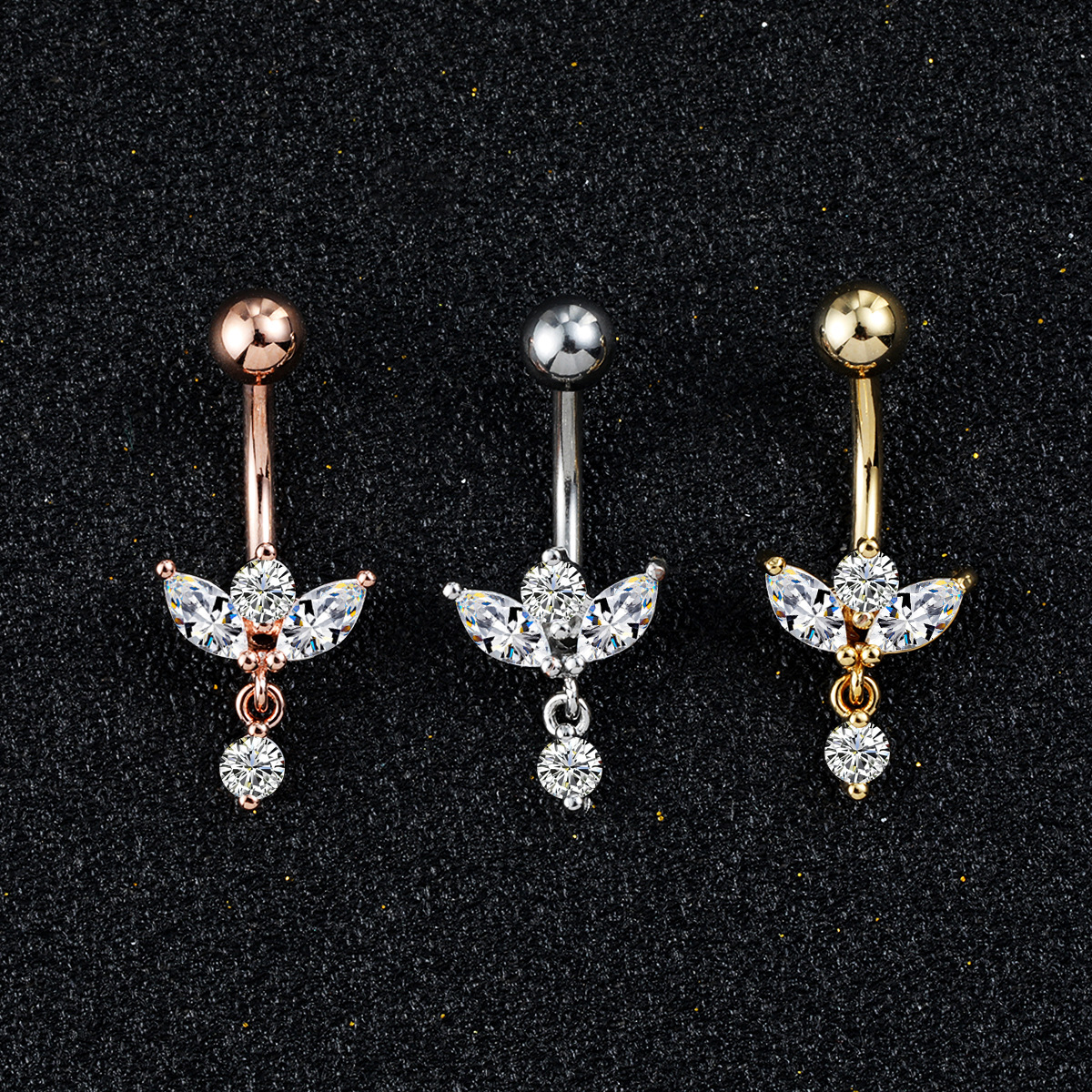 AliExpress eBay Amazon Tassel Navel Nail Set Zircon Body Piercing Jewelry Navel Nail Fashion Navel Buckle