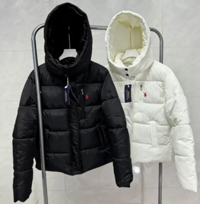 外贸跨境欧美RL polo拉夫刺绣新款女装加厚保暖棉服外套连帽