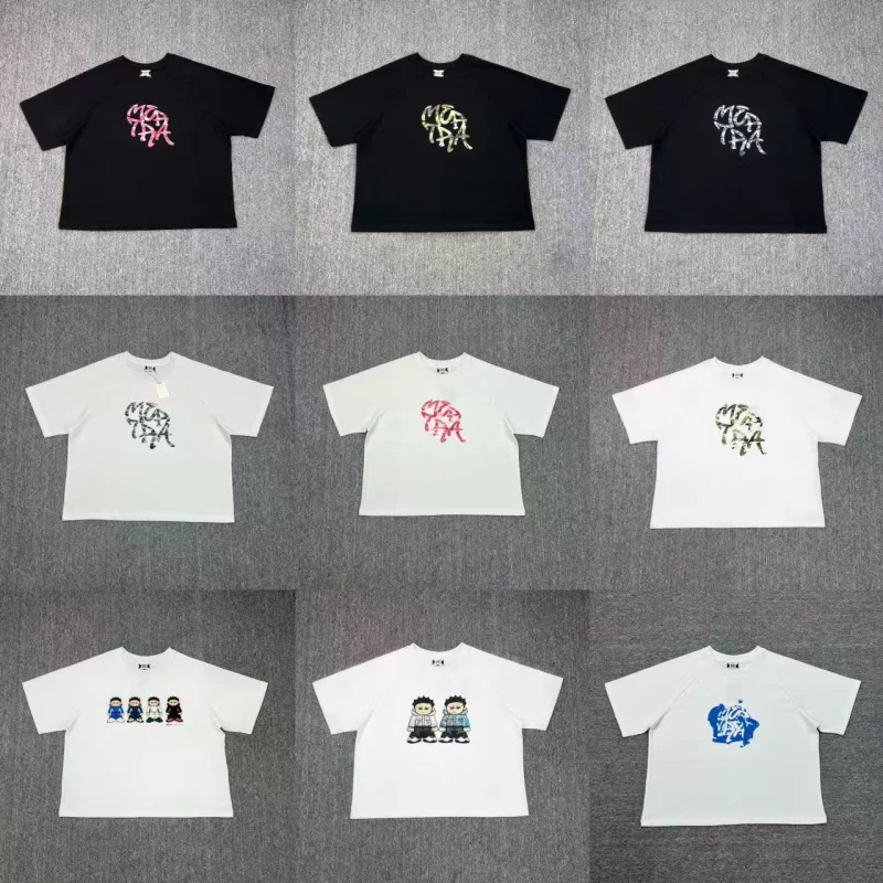 Mertra American Street Cartoon Character Letter Print Summer Casual Loose Men's and Women's Round Neck Short sleeved T-shirt ins