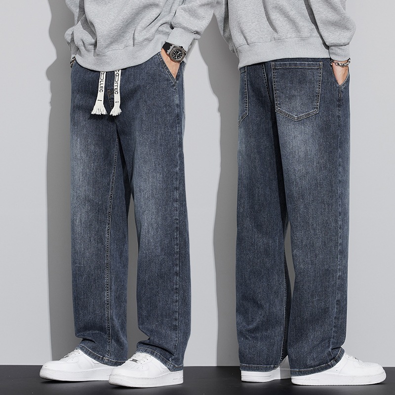 Autumn and Winter Loose Straight Wide-Leg Pants for Men with Elastic Waistband Trendy Pants Model 8901