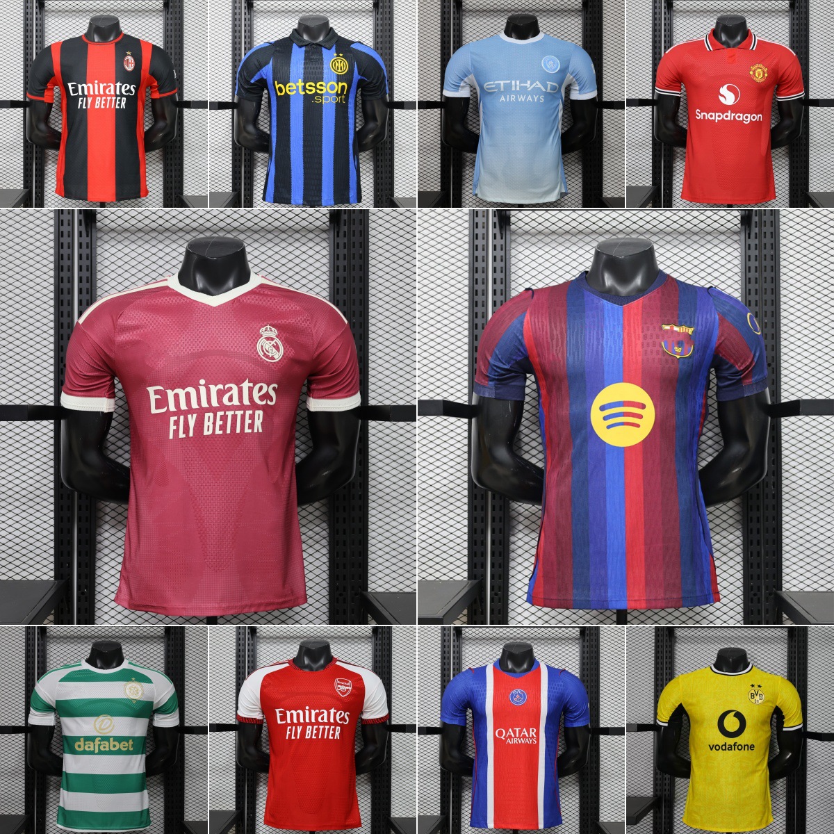 Player Version of Real Madrid Jerseys, Barcelona, Paris, Manchester City, Arsenal, Chelsea, Bayern, Ac Milan, Inter, Dortmund Football Uniforms QC-foto från 1688 på Qualit.ly