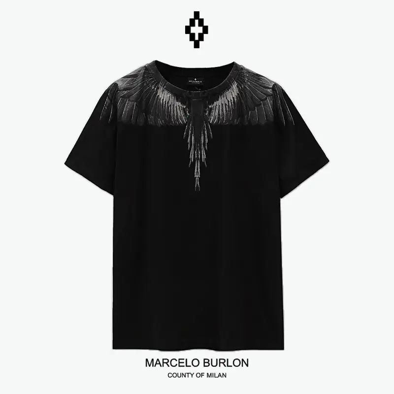 Authentic Marcelo Mb Classic Dark Short-Sleeve T-Shirt for Men and Women, Casual Loose Pullover, Summer Trendy Brand