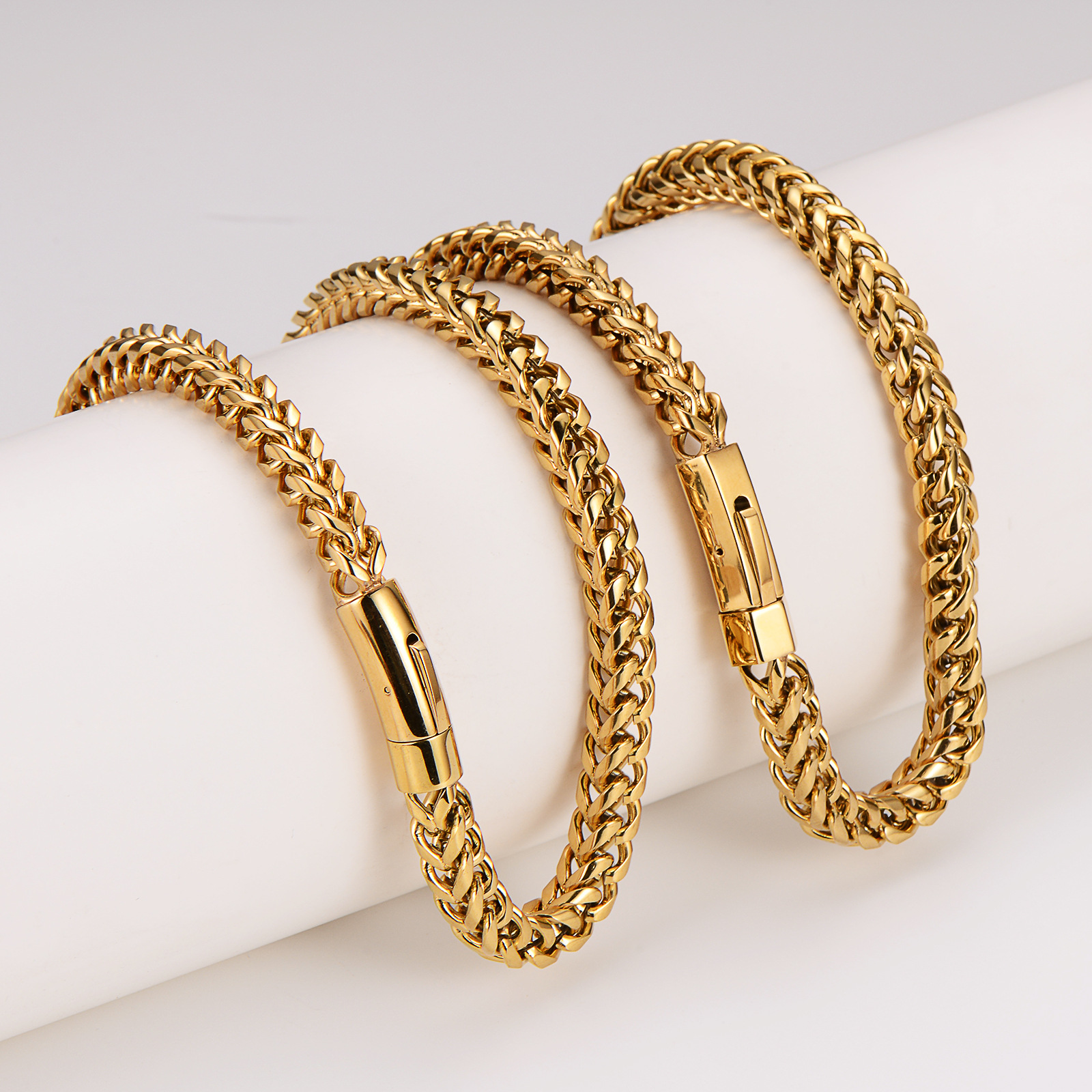 Aml Cross-Border Popular Hip-Hop Stainless Steel Round Grinding Necklace Men's Simple and Domineering Punk Factory Direct Sale