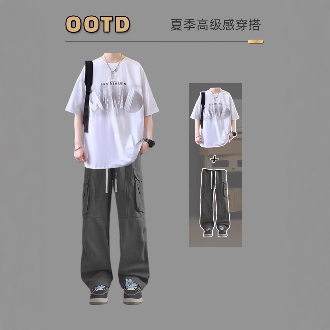 Sweet Potato Summer Boys Short-sleeved T-shirt Shirt Pants suit Two-piece Three-piece Wear Fashion Casual All-match