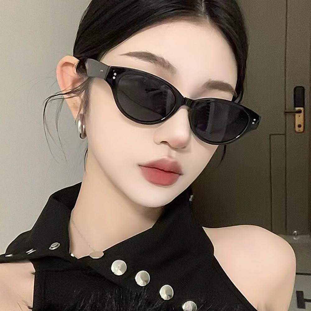 2026 New Style Pink Frame Sunglasses for Women, Cat-Eye Retro Anti-Uv Sunglasses, Big Face Slimming Sun Protection Polarized Glasses