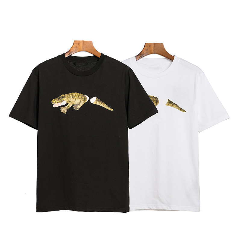 2024 Summer New Style Angel Short-Sleeved Broken Tail Crocodile Print T-Shirt Loose Casual Round Neck Short T-Shirt for Men and Women