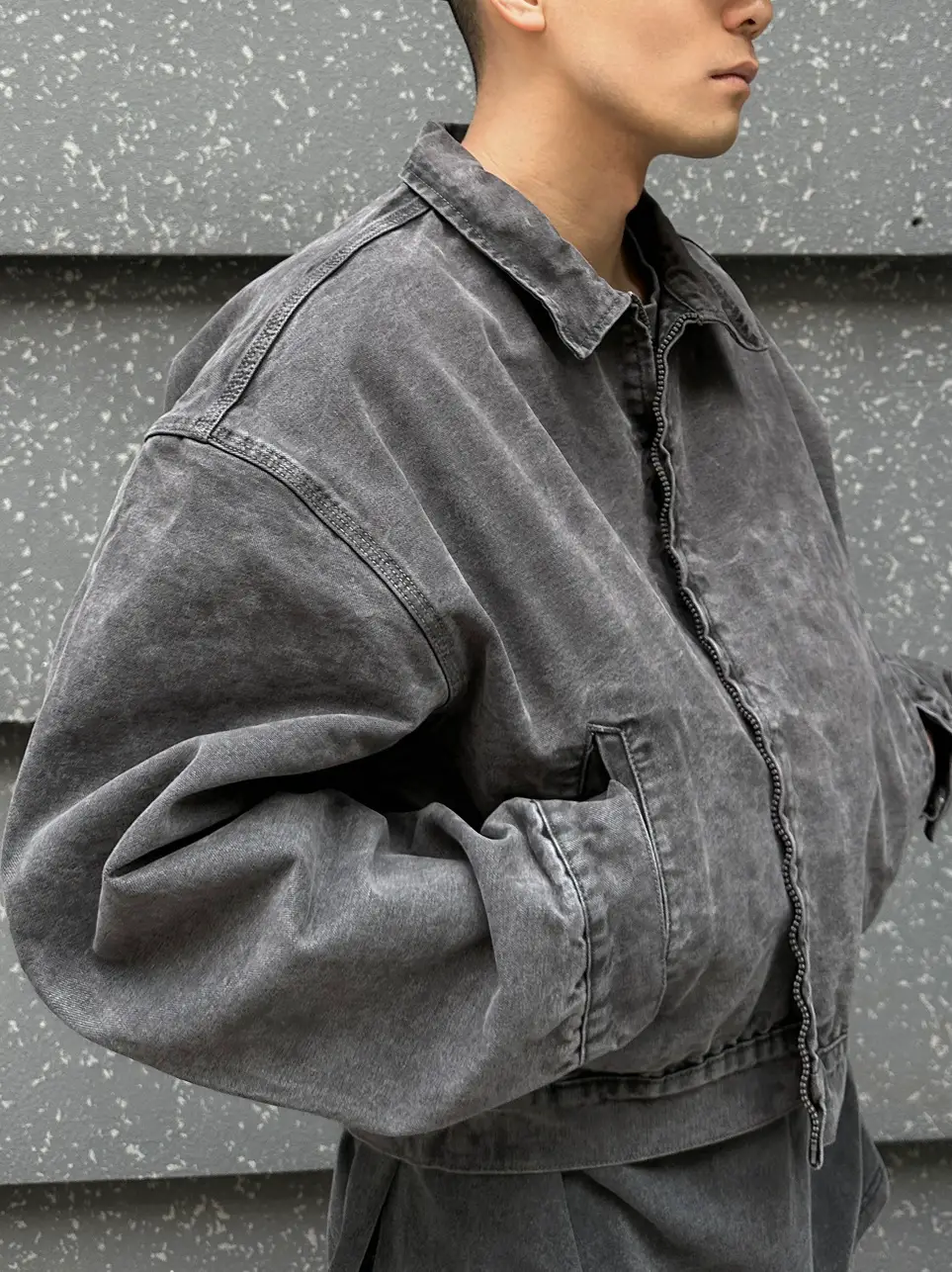 [Heavyweight Fabric] Detroit Workwear Jacket for Men, American Retro Cleanfit Short Denim Jacket with a Turn-Down Collar