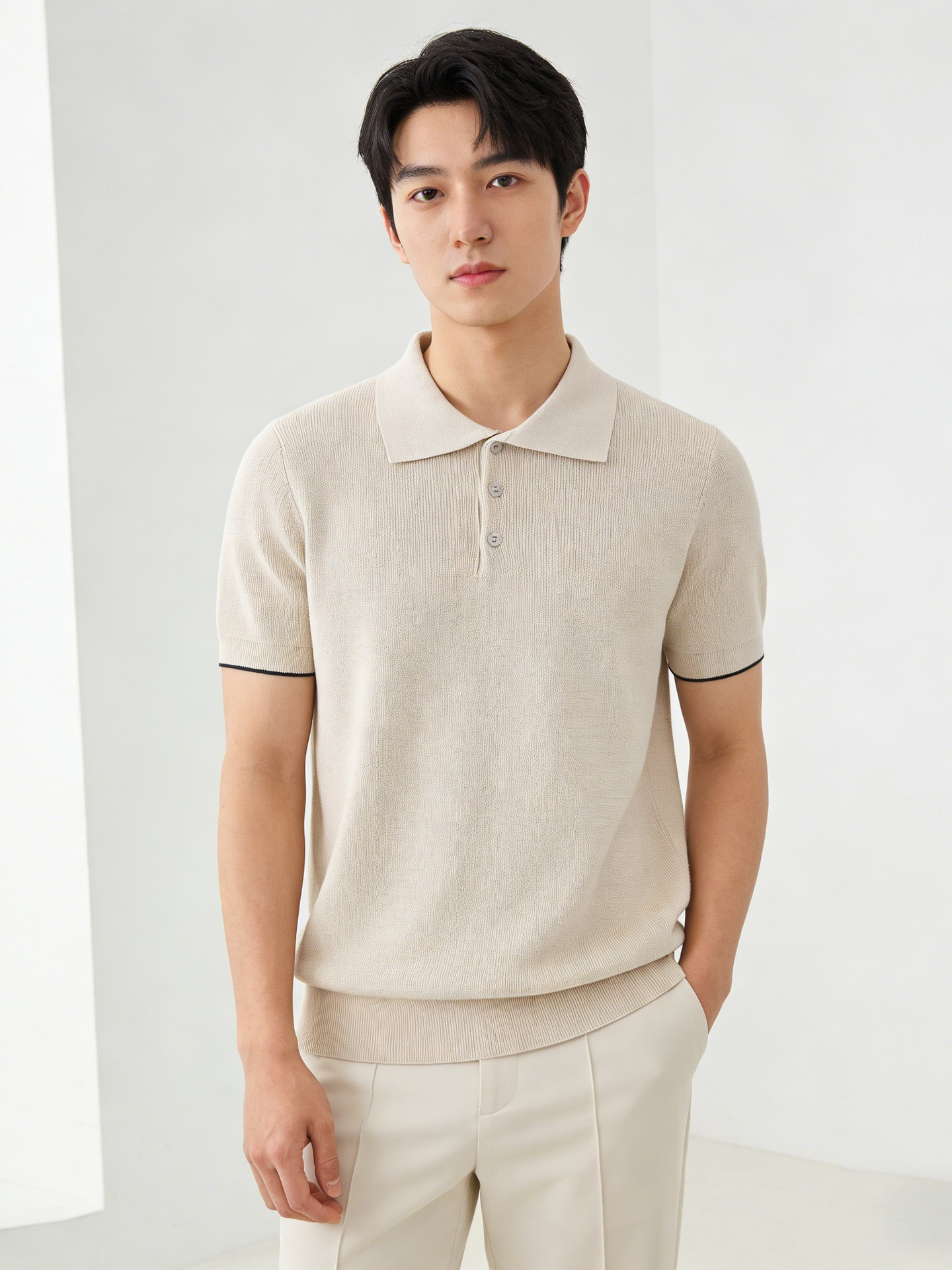 Jianheng Luxury Old Money Style Men's Polo Shirt, High-End and Stylish, Thin Summer Luxury Men's Short-Sleeve Knit T-Shirt