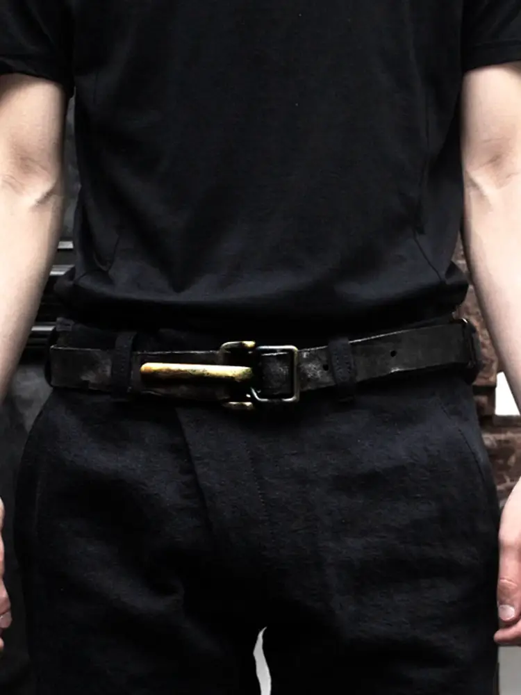 Signal Dark Pioneer Handmade Genuine Cowhide Limi Yamamoto Style Yohji Craftsman Dark Pioneer Belt