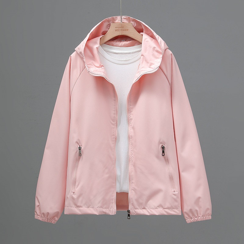 Spring and Autumn Jacket for Women 2026 New Style Waterproof Casual Hooded Simple Outerwear Jacket with Inner Pockets Trendy