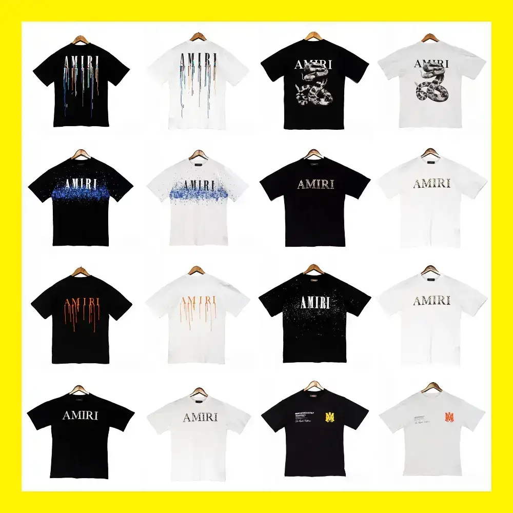Cross-border wholesale correct version am splash ink flow paint camouflage starry graffiti letters short sleeve high street sweethearts T-shirt ir1