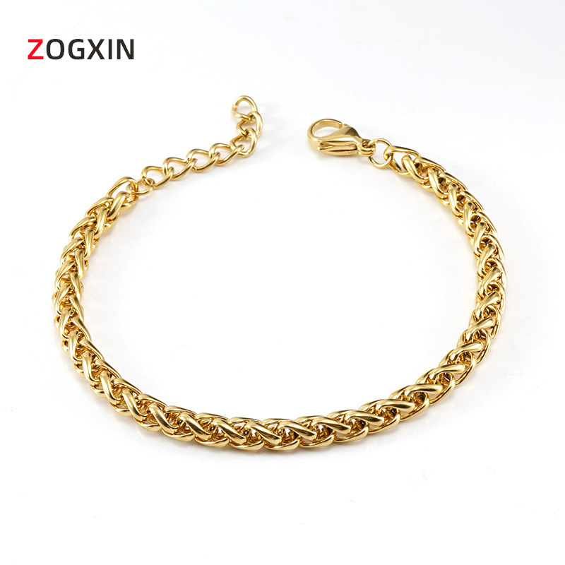 Cross-Border Supply 18K Stainless Steel Keel Chain Bracelet for Men and Women, Fashionable and Versatile Gold-Plated Titanium Steel Flower Basket Chain Bracelet