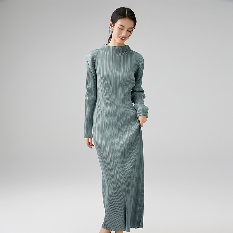 Counter Quality 2025 Spring New High-end Half-high Neck Slim-fit Long Sleeve dress Elegant Dress Women