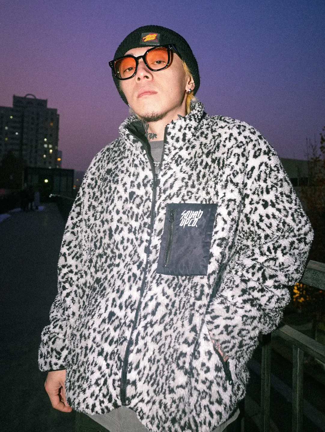 Suc Qunqi Leopard Print thickened Polar Fleece Cashmere Reversible Cotton Fleece Embroider Zipper Heattech Cotton Jacket Outwear