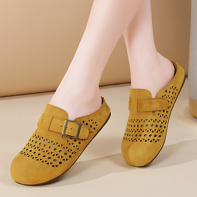 Summer Birkenstock Shoes for Women, New Outer Wear, Slip-On Lazy Toe-Toe Slippers, Breathable Birkenstock Hole-Toe Half Slippers