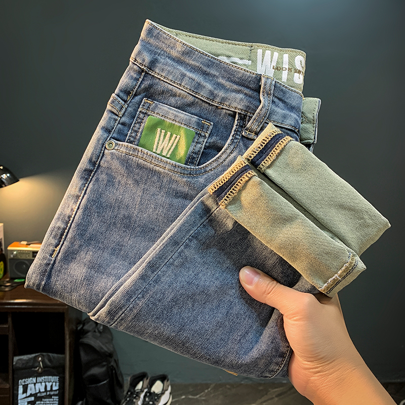 High-end Men's Jeans 2025 Spring and Summer New Slim-fit Skinny Pants Embroidered Trendy Casual Harem Men's Pants