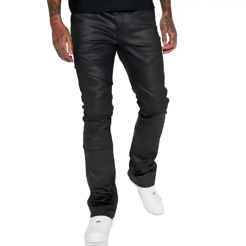 coated stackd skinny flare pants