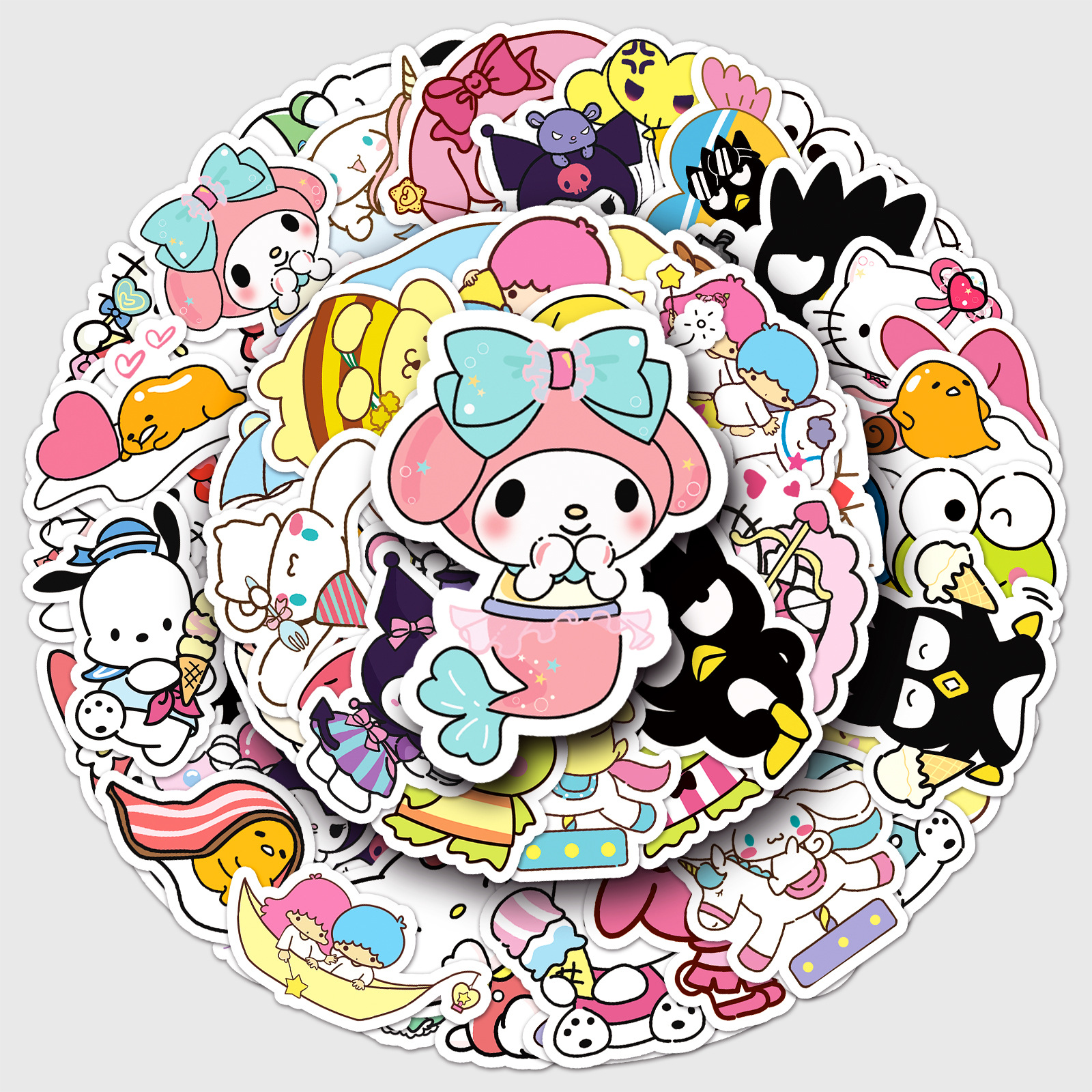50 Sanrio Cartoon Stickers Cute Kulomi Pudding Dog Trunk Water Cup Guitar Potato Stickers