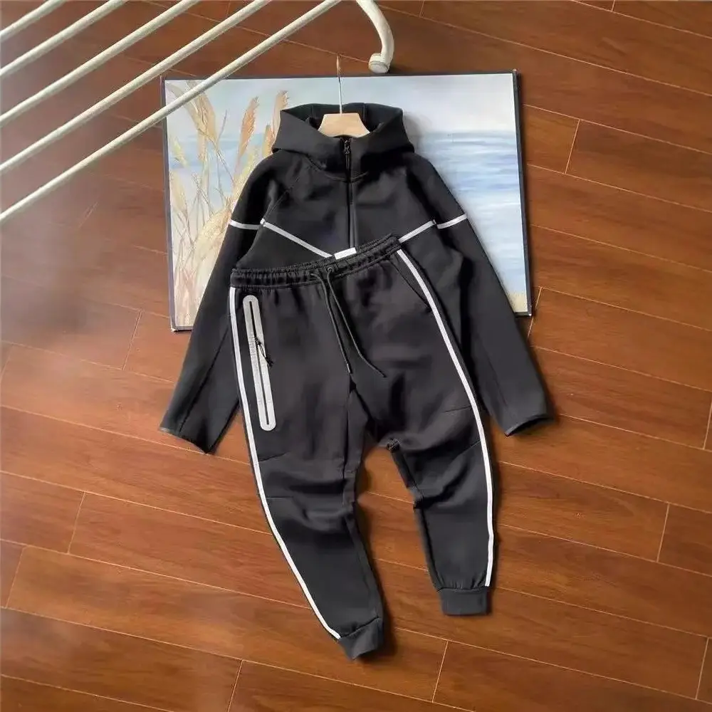 In-Stock 2025 Spring and Autumn New Style Sports Casual Reflective Stripe Taped Sweatpants Casual Pants Set Autumn and Winter