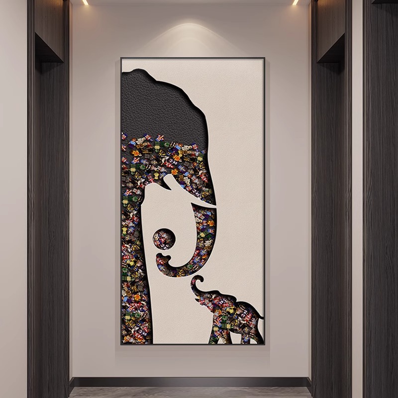 Lego Elephant Entrance Hallway Decorative Painting High-end Atmospheric Corridor Away Murals Light Luxury High-end Living Room Hanging Painting