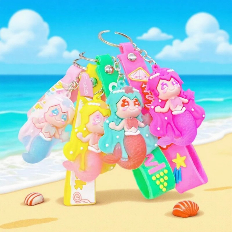 Cartoon Mermaid Keychain Doll Pendant, Cute Mermaid Princess Keychain Trendy Resin Toy Wholesale