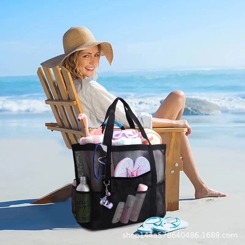 Beach Bag Large Capacity Mesh Toy Storage Bag Multifunctional Travel Portable Swimsuit Hollow Storage Bag Wholesale