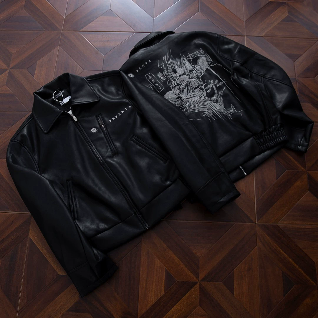 Pure original top ERD melancholy rich second-generation fixed dye big smoke dye loose silhouette PU leather jacket jacket jacket for men