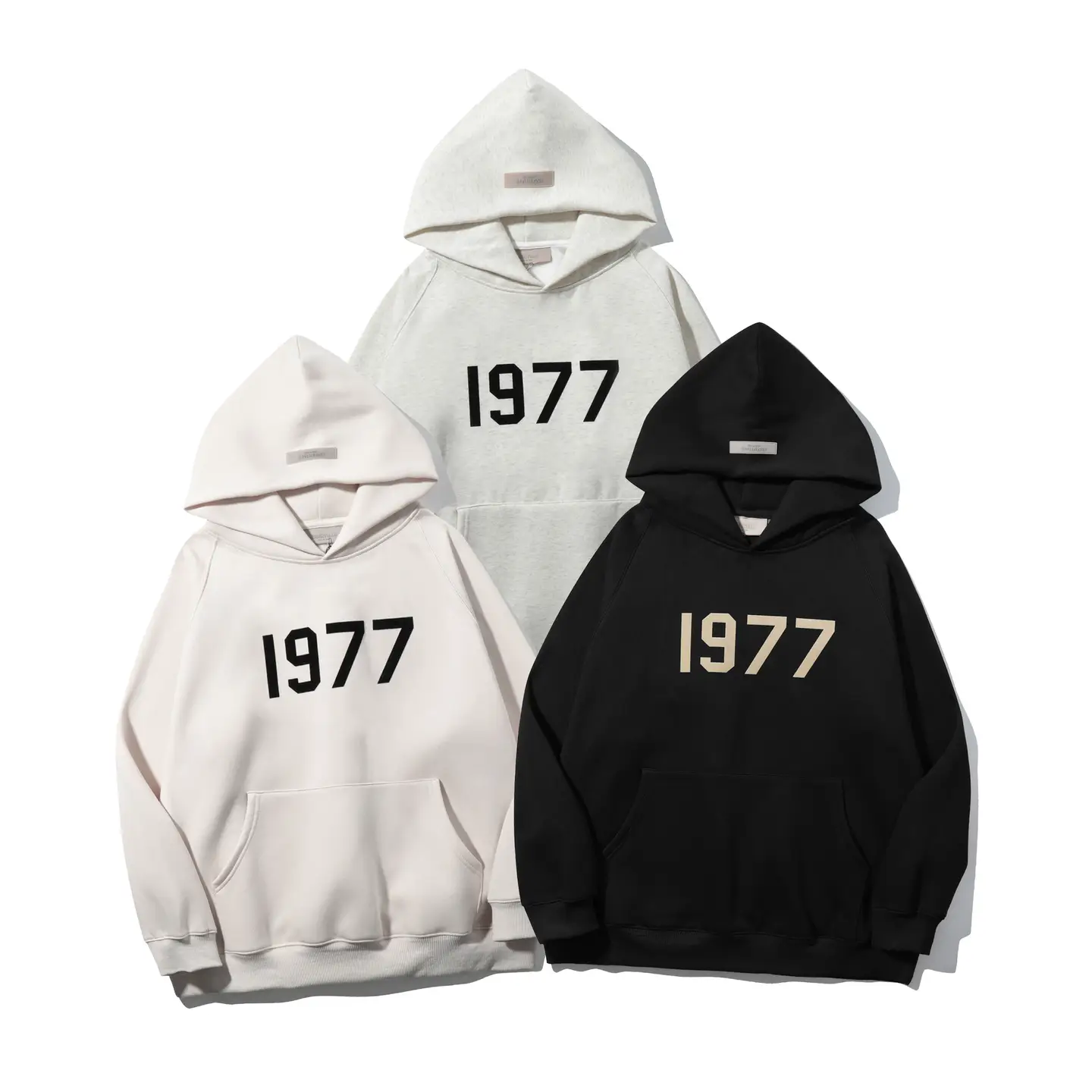 FOG ESSENTIALS Repeat Line Season 8 1977 Flocked Sweatshirt High Street Casual Padded Hoodie Men's and Women's