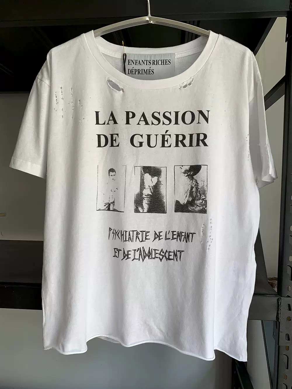 Erd La Passion Melancholic Rich Second-Generation Punk Style Loose Pure Cotton Large Neckline Short-Sleeved T-Shirt
