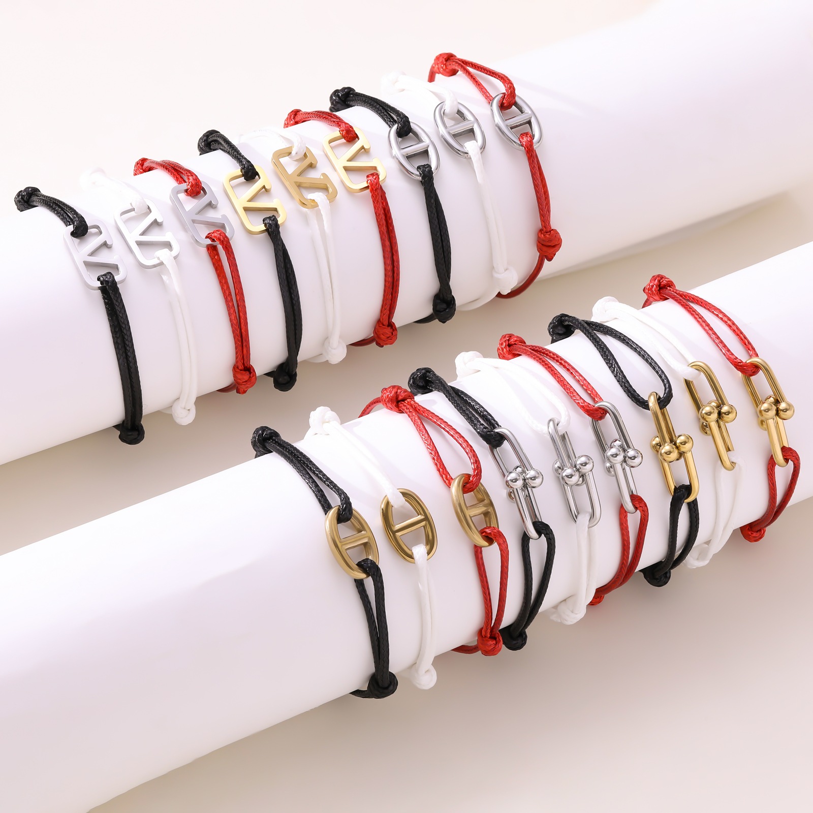 Popular Couple Bracelets, Anchor-Shaped Rope Braided Bracelets, Same Style for Men and Women, Simple Adjustable Bracelets, Student Jewelry Wholesale Foto QC de 1688 na Qualit.ly