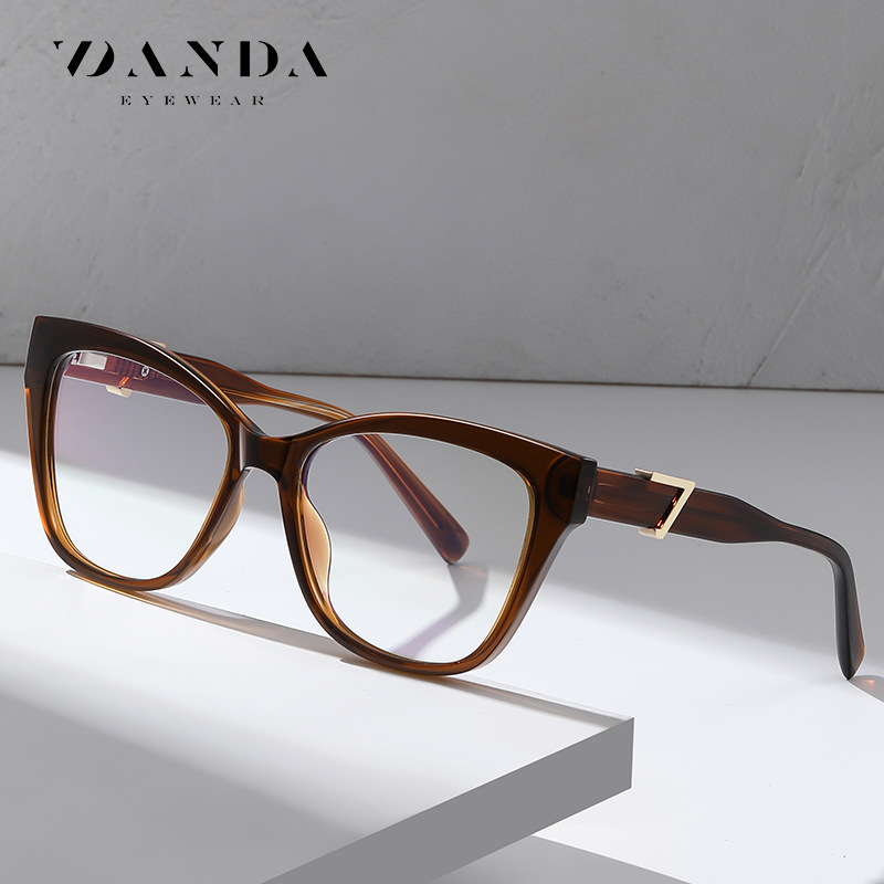 European and American Cat-Eye Retro Glasses for Women, High-End Acetate Spring Leg Flat Mirror Bc909 Fashion Myopia Glasses
