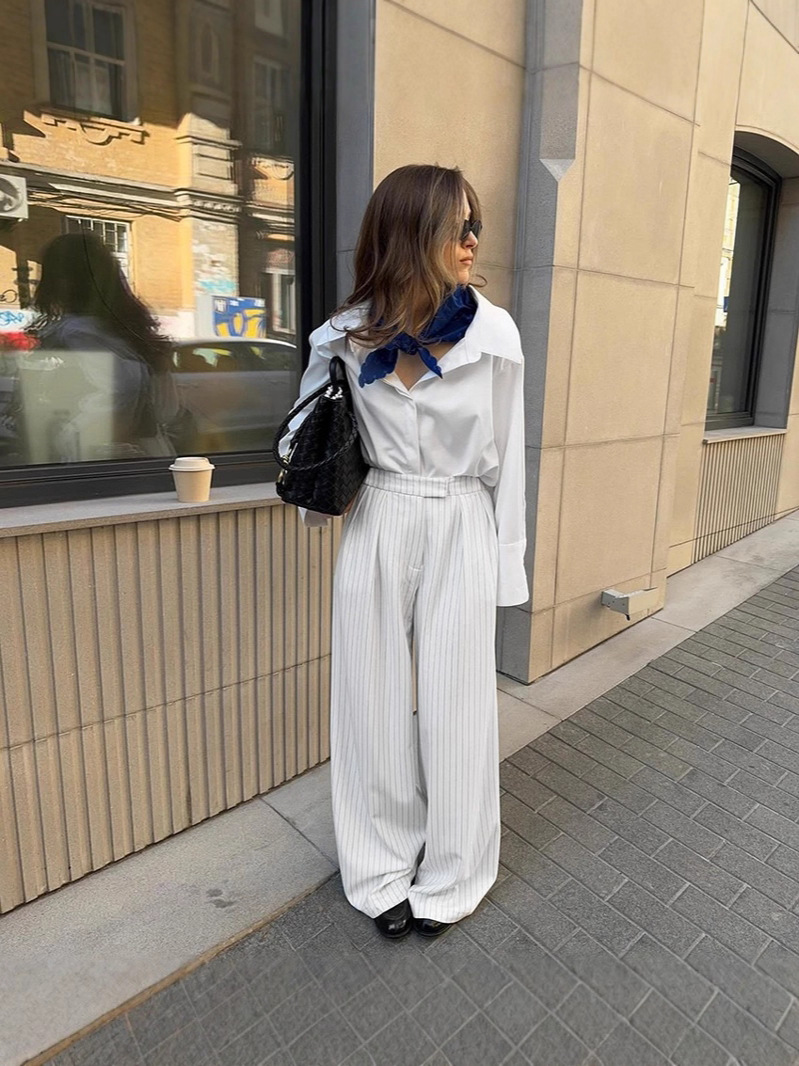 European and American Cross-Border Loose Slimming Striped High-Waisted Wide-Leg Casual Pants 2026 Autumn and Winter Fashion Trousers Suit Pants
