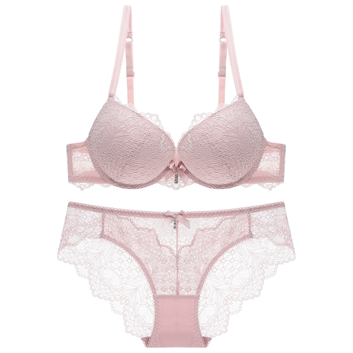 Comfortable Sexy Lace Push-Up Bra Women's Deep V Bra Upper Thin Lower Thick Beautiful Back Adjustable Bra Set