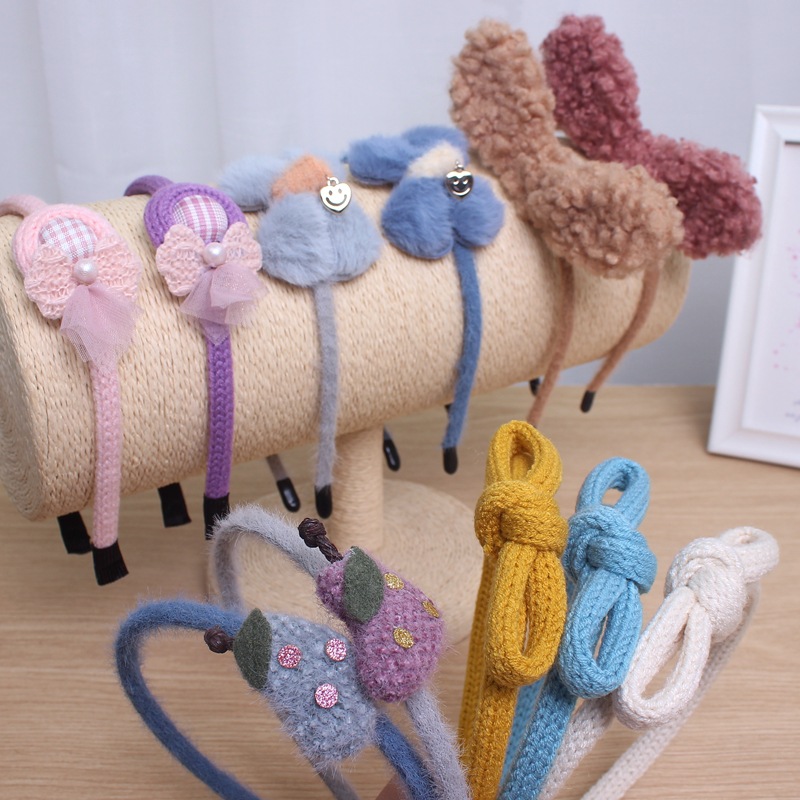 Korean Style Hair Accessories, Autumn and Winter Plush Headbands, Fashionable Bow Headbands, Rabbit Ears Woolen Headbands for Girls, Cute Headbands