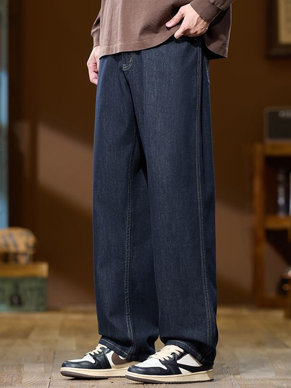 Shanggu Men's Clothing | Premium Non-Fading Raw Denim Men's Fashion, Versatile for All Seasons, Loose Straight-Leg Jeans, Trendy.
