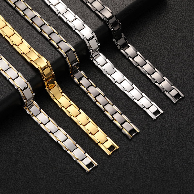 Curry jewelry European and American men's magnetic bracelet magnetotherapy hematite titanium steel bracelet detachable cross-border supply