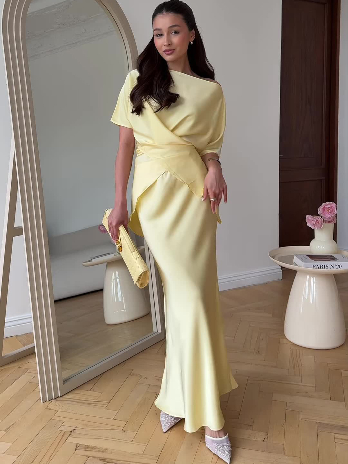 European and American Amazon Cross-Border 2025 Summer New Style Luxury Sexy Elegant Short-Sleeved Long Skirt Suit Dress for Women