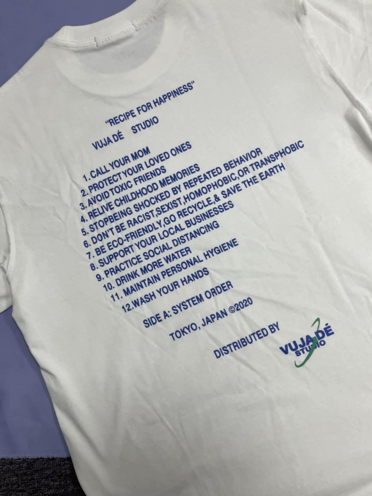In Stock Vujade Logo Kenijima 003 Vintage Half-Moon Print Washed Brushed Retro Short-Sleeve