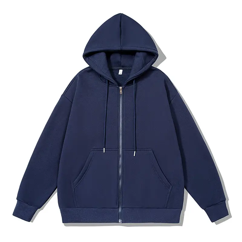 Manufacturer direct sales cardigan hoodie men's spring and autumn zipper hooded hoodie solid color loose sports jacket men's cross-border
