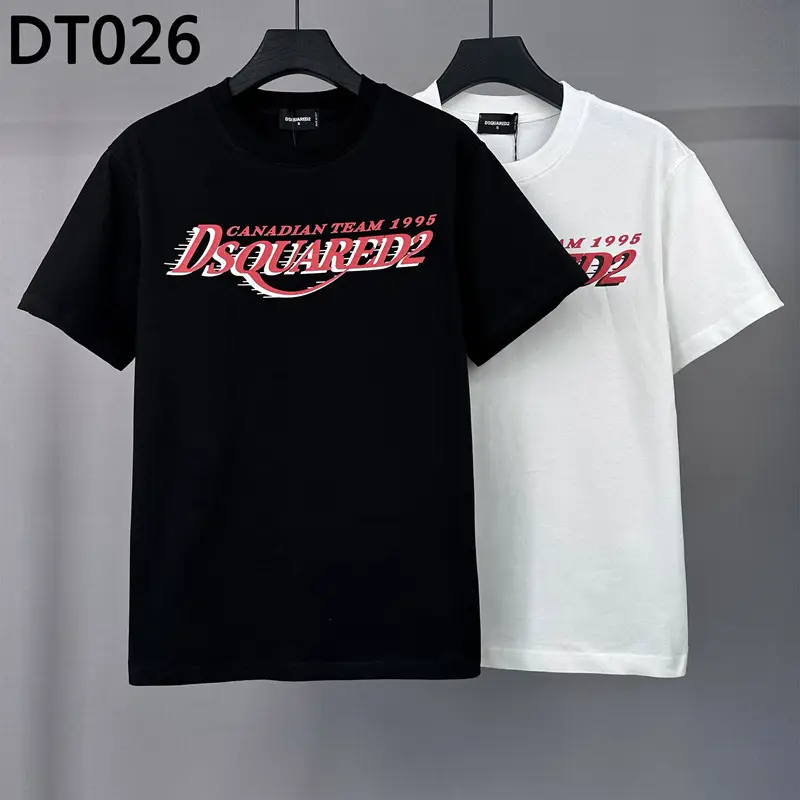 DT026 wide version loose version D2 short sleeve T-shirt letter printing round neck T fashion men's short sleeve top cross-border half sleeve T