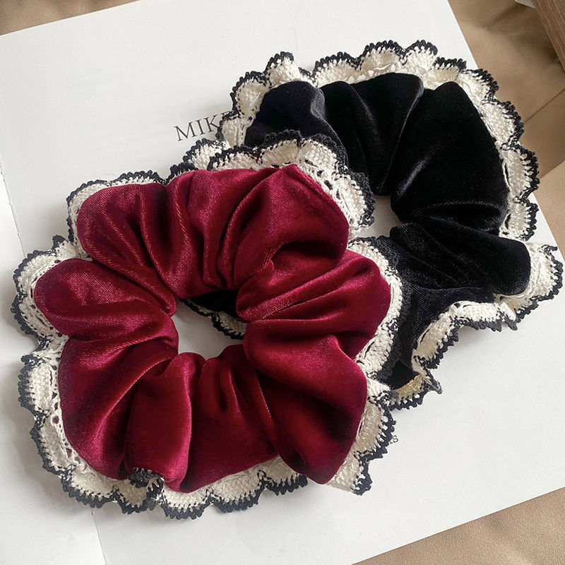 New Year's Lace Lace Large Intestine Hair Ring Girl's Horse Tail Elegant Head Rope Vintage Ball Hair Rope Hair Accessories