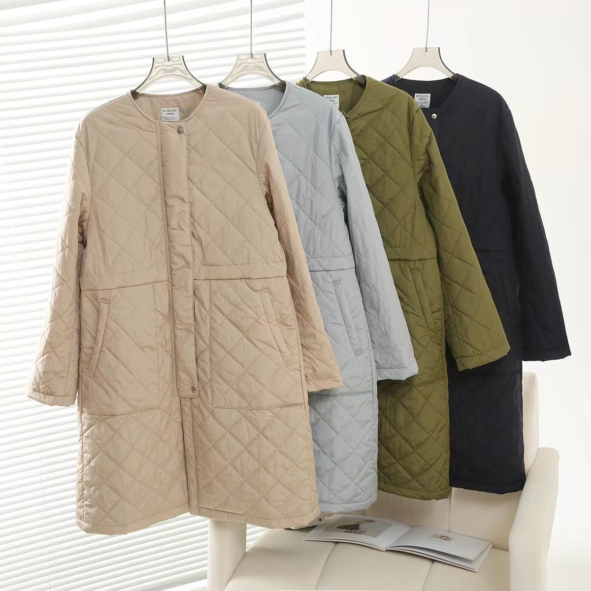 Japanese Style Kusuguru Autumn and Winter Outwear Quilted Cotton Outwear Warm Casual Japanese Style Style Literary Loose Mid-Length 220