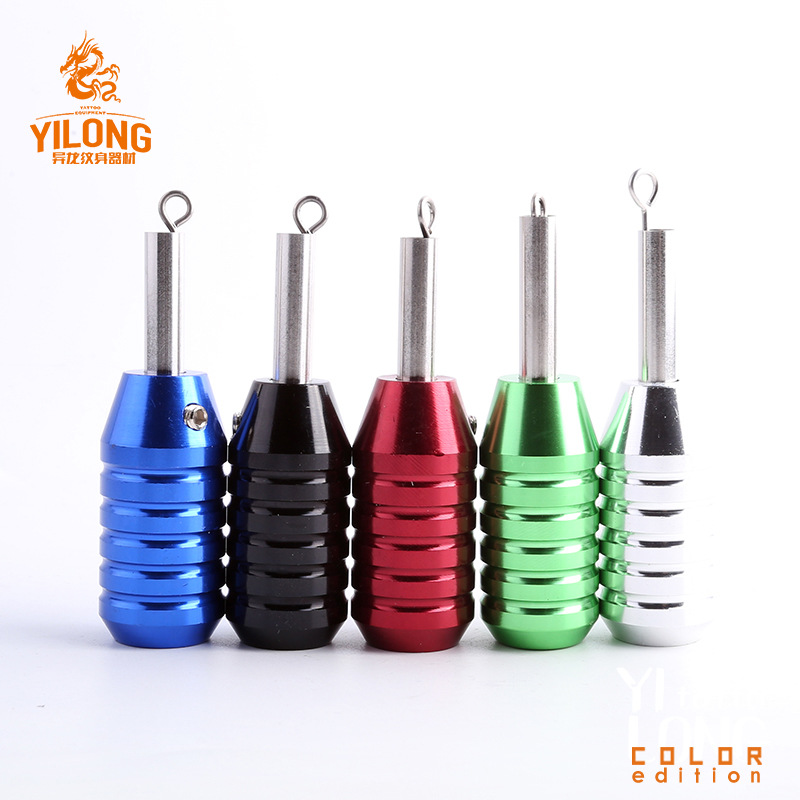 Yilong Tattoo Equipment Wholesale Professional Tattoo Machine Tattoo Handle Integrated Needle Five-Ring Aluminum Handle Silver 25mm