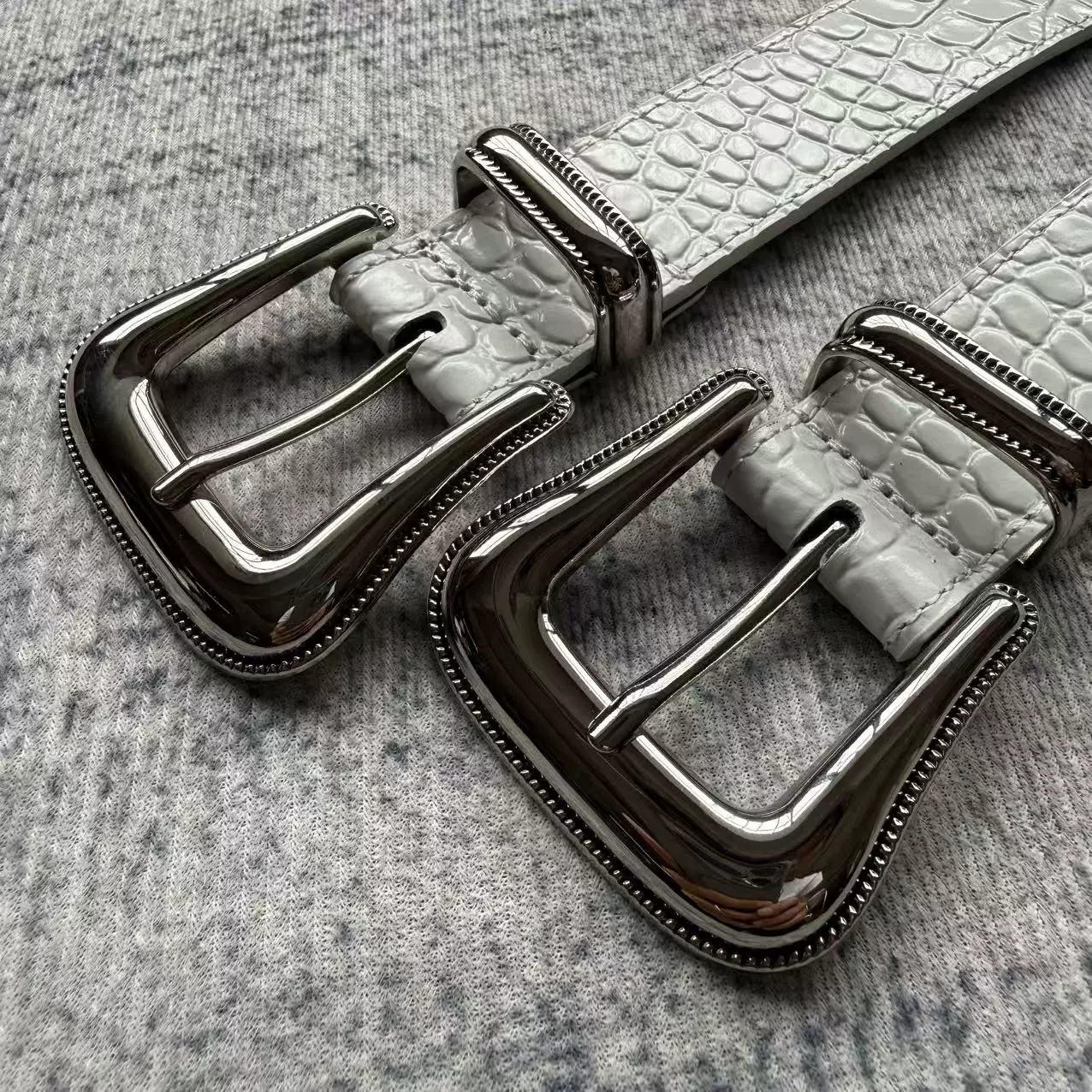 Fyredwrld White Crocodile Leather Belt