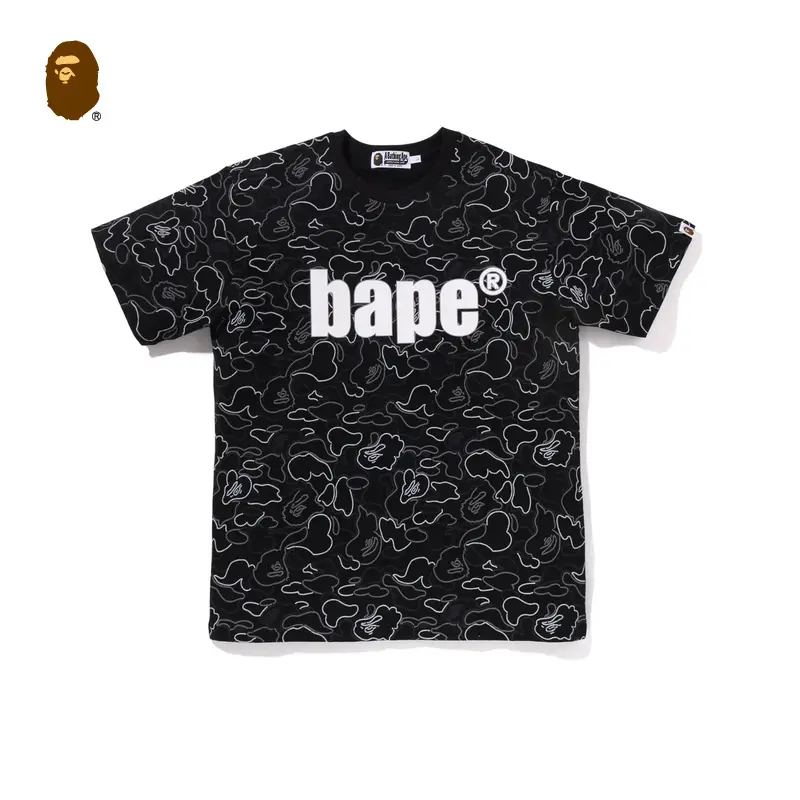 Bape Men's 25Th Spring/Summer Neon Camouflage letter Print Short Sleeve T-Shirt 013091O