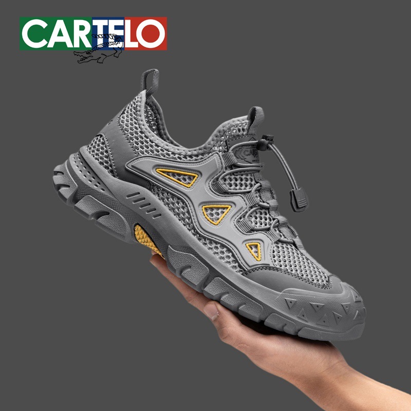 Cardile Crocodile Men's Shoes Summer Breathable Hiking and River Tracing Shoes Cut Out Mesh Men's Sports Shoes Outdoor Casual Shoes