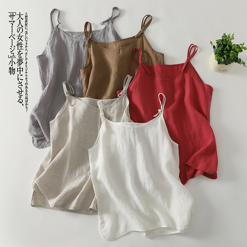 Five-Color Cotton and Linen Reversible Camisole for Women with Adjustable Buckle Shoulder Straps, Suitable as an Inner Layer or Outerwear Top, 2026 Summer Style