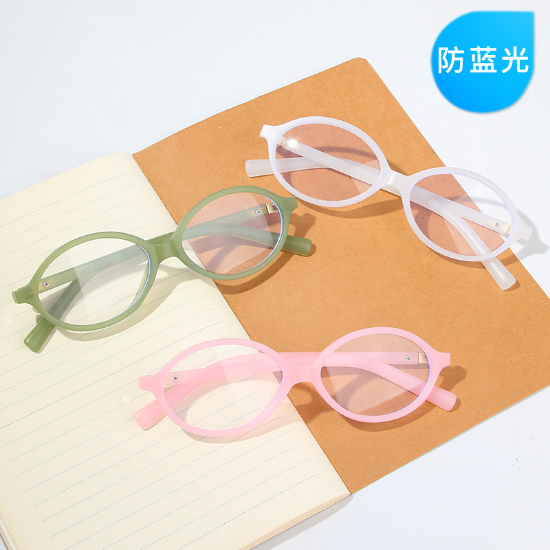 Small Fresh Style Retro Oval Anti-blue Glasses Black Frame High-grade Women's Flat Glasses Slimming Plain-looking Cute Glasses Frame